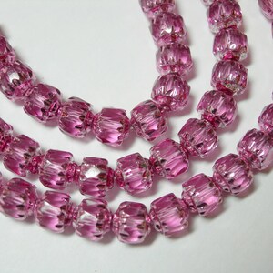 25 6mm Pink with Pink ends Firepolished Cathedral Czech Glass Beads