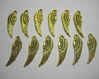 Gold plated Wings - Charms Drops Dangles Earring Findings - 12