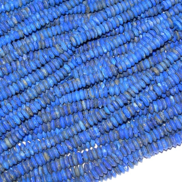 Matte Saucer 5mm Lapis Lazuli gemstone beads 16" strand