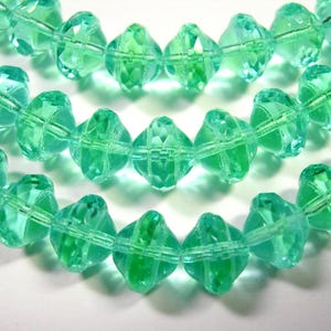 26 7mm Czech Glass Peridot & Aqua Saturn Saucer Beads