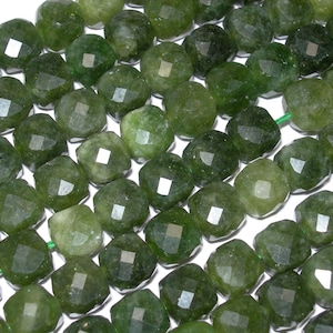 Green Jade Faceted Cube 8mm gemstone beads 15&quot; strand