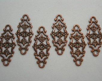 Antiqued Copper Plated Victorian Earring Findings Connectors Drops - 6