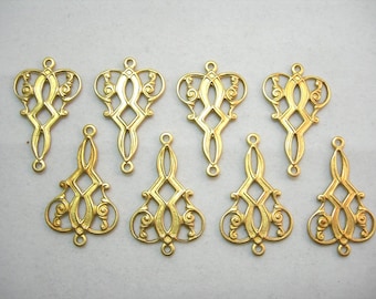 Raw Brass Drops Earring Findings - Victorian / Art Deco - 8