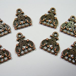 Copper Plated 3 hole / 3 strand drops - connectors - dangles 15mm - 8