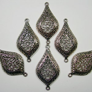 Antiqued Silver plated Filigree Drops Earring - Pendant - 46mm - 6