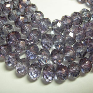 25 8x6mm Amethyst Luster Czech Fire polished  Rondelle beads
