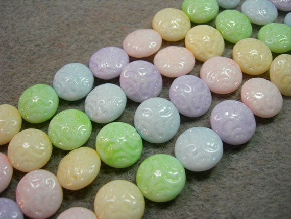 10 Lovely Czech Glass Button Beads 14mm Crystal AB