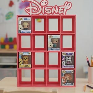 Étagère rose Disney Funko Pops - Présentoir pour 16 mini Funko Pops | Présentoir 3D pour mini Funko Pops | Organisateur de collection