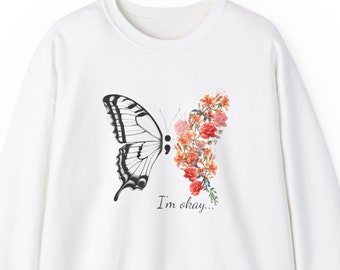 Birth Month Flower Butterfly Sweatshirt: Mental Health Awareness Gift