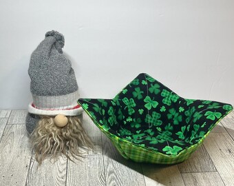 St. Patrick’s Day Cotton Bowl Cozy, Microwave Safe Bowl Potholder, Reversible Soup Holder