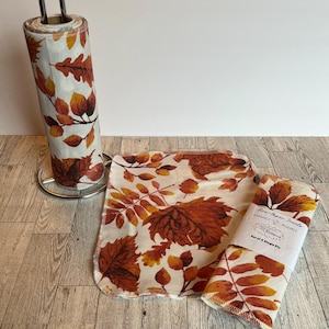 Fall Flannel Reusable Cloth | Handmade Cotton Non-Paper Towels, 10x12"