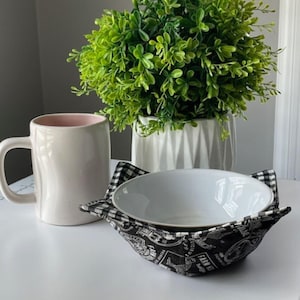 Cotton Bowl Cozy, Microwave Safe Bowl Holder, Everyday Kitchen  Print Fabric Bowl Potholder, Reversible Soup Bowl Cozy, Hostess Gift