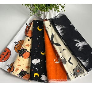 Halloween Reusable Cotton Flannel Paper Towels: Zero Waste, Set of 6