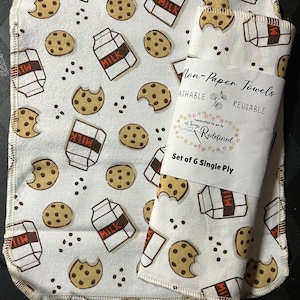 Handmade Cotton Flannel Reusable Non-Paper Towels, Spring & Fruit Prints, Set of 6, 2-Ply