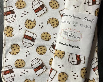 Handmade Cotton Flannel Reusable Non-Paper Towels, Spring & Fruit Prints, Set of 6, 2-Ply
