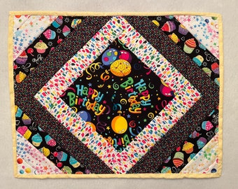 Personalized Birthday Placemat, Handmade Cotton Quilted Patchwork