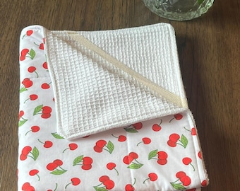 Handmade Cotton Dish Drying Mat, Upcycled Terry Cloth, Eco Kitchen Decor