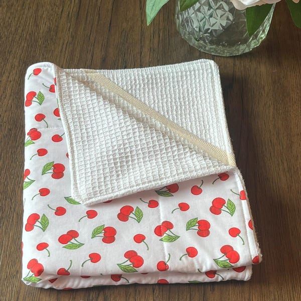 Handmade Cotton Dish Drying Mat, Upcycled Terry Cloth, Eco Kitchen Decor