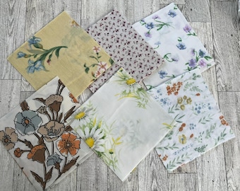 Vintage Linen Fabric Squares: 6" Charm Pack for Quilting & Junk Journals