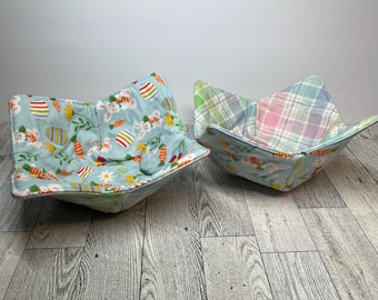 Easter Cotton Bowl Cozy, Microwave Safe Bowl Potholder, Reversible Soup Holder