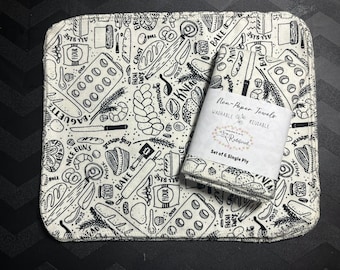 Reusable Non-Paper Towels: 100% Cotton Flannel Eco-Friendly Washable Cloths, Set of 6 Everyday Prints