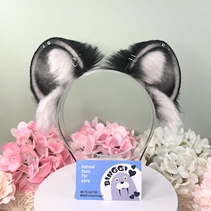 Monochrome Faux Fur Bear Ears: Cosplay Costume Headband, for Halloween, furry convention