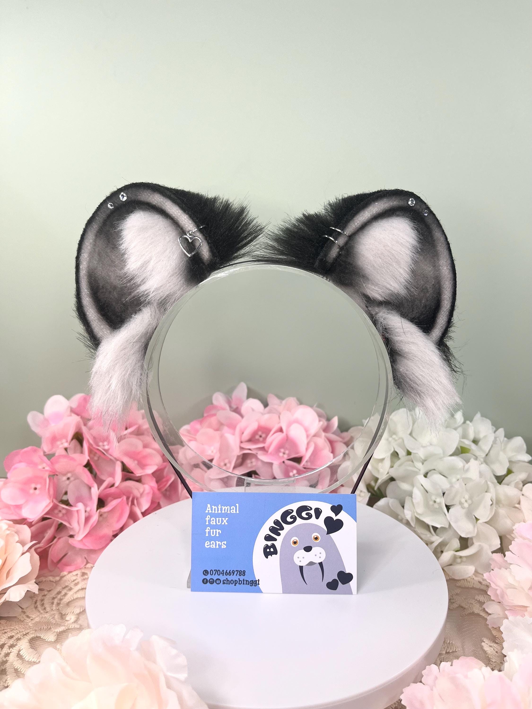 Monochrome Faux Fur Bear Ears: Cosplay Costume Headband, for Halloween, furry convention
