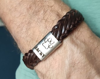 Custom leather Bracelet,  Personalized Bracelet for men, Engravable Leather Bracelet