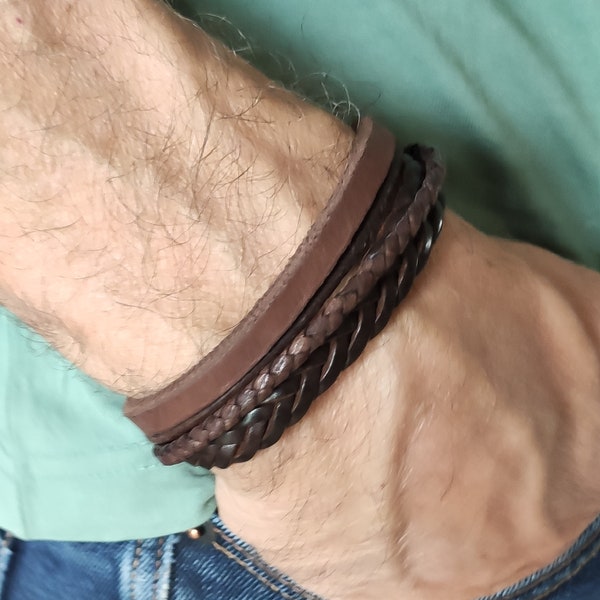 Leather bracelet for men, Custom Bracelet, Handmade Personalized Gift for Men, Bracelet with Engraving, Gift for Dad, Unique Gift Idea