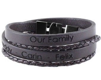 Men's Bracelet with Text Engraving - Personalized - For Him - Robust Personalized Bracelet