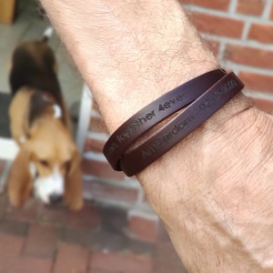 Leather Bracelet with name or text - Leather Bracelets for Men or Women - Engraved Leather Bracelets - Personalized Bracelets