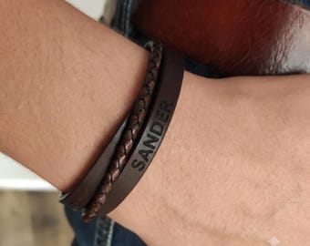 Personalized Leather Bracelet – Custom Engraved Wristband, European Leather, Stainless Steel Clasp