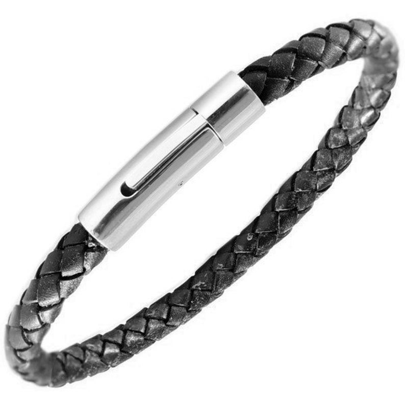 Leather Bracelet with Stainless Steel Clasp image 1