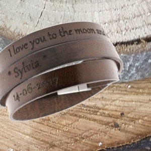 Leather Bracelet with name or text- Leather Bracelets for Men or Women - Engraved Leather Bracelets - Personalized Bracelets