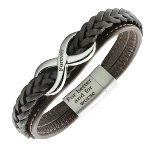 Bracelet homme en cuir personnalisé avec signe de l'infini Cadeau fait main pour Noël, la fête des pères, les anniversaires image 3