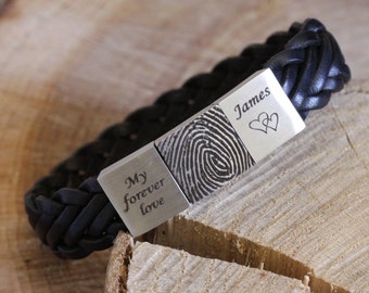 Memorial Bracelet with Fingerprint, and name - Custom Bracelet - Personalized Bracelets