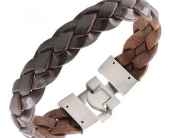 Bracelet en cuir avec fermoir en acier inoxydable. Bracelet avec gravure, cadeau personnalisé, cadeau pour les hommes, bracelet avec texte caché