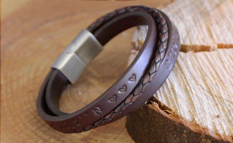 Leren Armband met Tekst Armband voor Mannen met Persoonlijke - Etsy