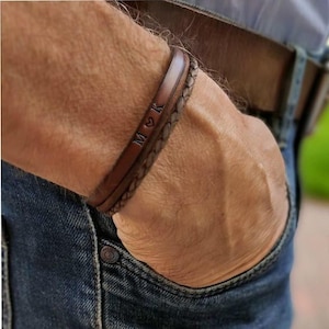 Lederarmband mit Namen oder Text - - Personalisiertes Geschenk, Personalisiertes Armband