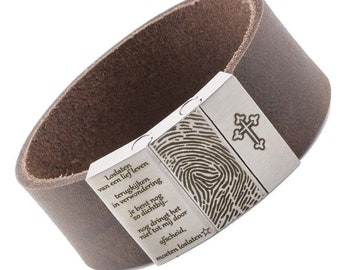 Kundenspezifisches Armband mit verstellbarer Edelstahlschließe und Fingerabdruckgravur - Für Männer und Frauen - Individuelles Gedenkarmband