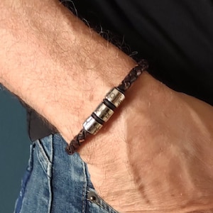 Leren Armband met Gepersonaliseerde Ringen, Nieuwe Papa Cadeau, Cadeau voor Papa, Persoonlijk Handgemaakt Cadeau