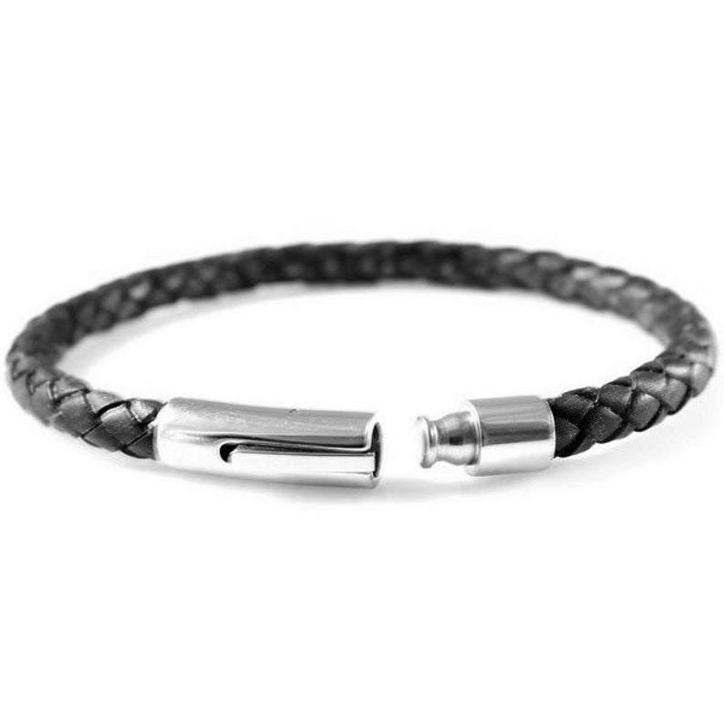 Leather Bracelet with Stainless Steel Clasp image 2