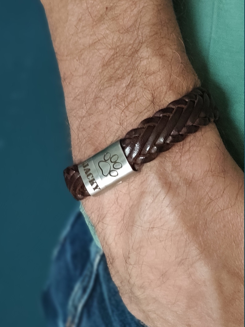 Custom leather Bracelet, Personalized Bracelet for men, Engravable Leather Bracelet image 3