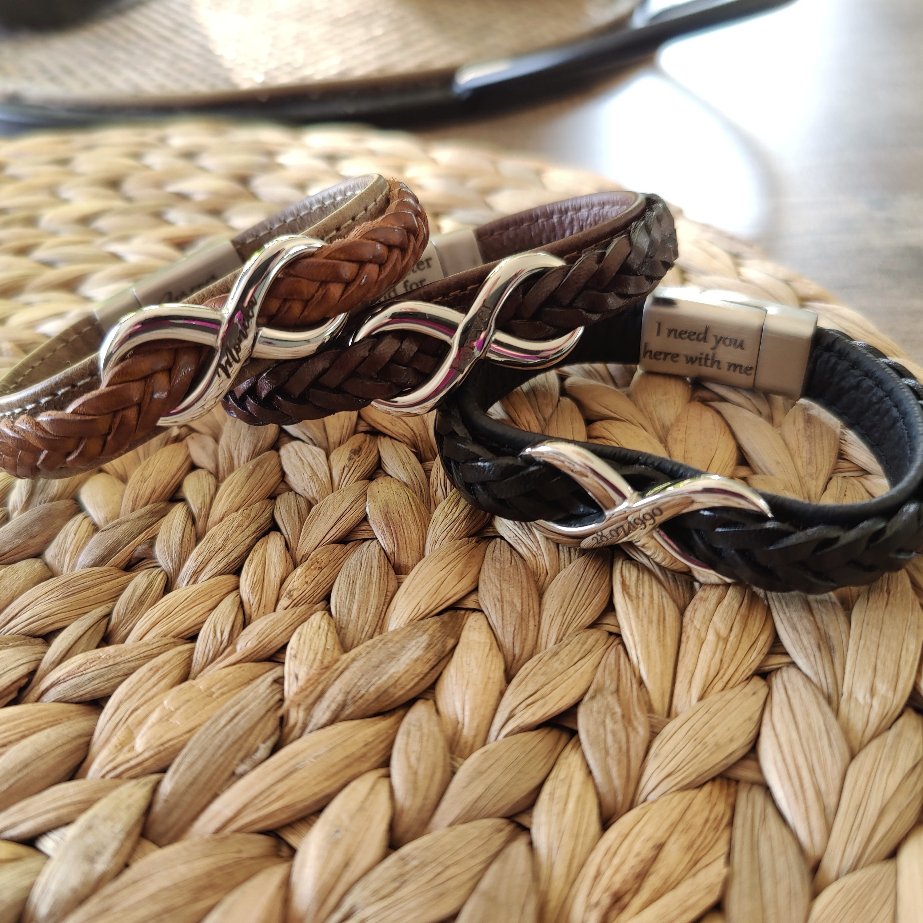 Bracciale Uomo Infinito In Pelle Intrecciata Con Incisione 'Love You Forever' - Regalo Per Papà, Marito, Fidanzato - ARICHDUDE