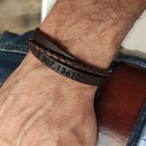 Leather Bracelet, personalized bracelet for men, custom men's gift image 1