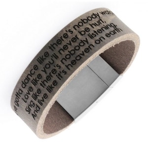 Leather Bracelet with name or text- Leather Bracelets for Men or Women - Engraved Leather Bracelets - Personalized Bracelets