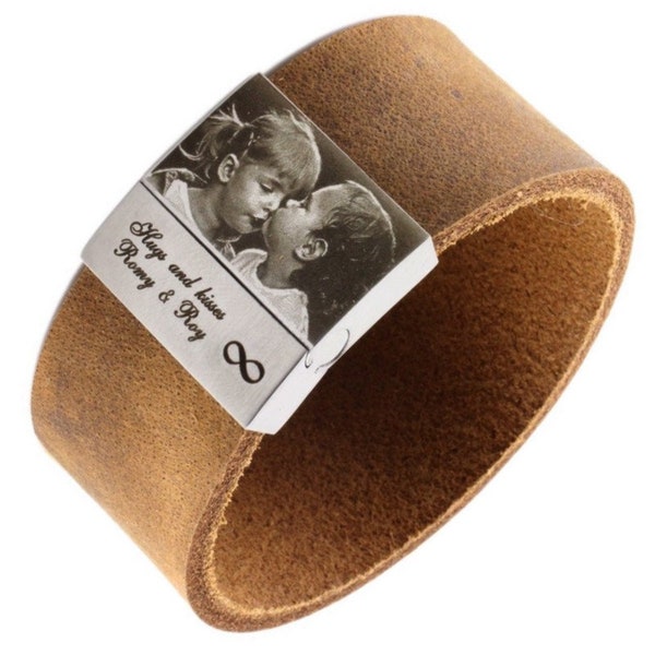 Personal Bracelet with PHOTO ENGRAVING, Personalized Bracelet for Men, Handmade Gifts, Custom Handmade Bracelet