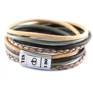 Leather Wrap Bracelet with Personal Text, Personal Handmade Gift, Hidden Text Bracelet, image 1