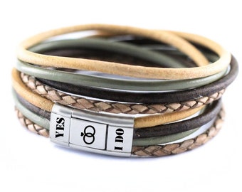 Leather Wrap Bracelet with Personal Text, Personal Handmade Gift, Hidden Text Bracelet,