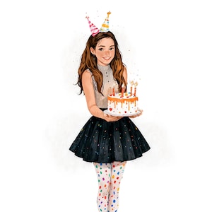 Fille mignonne de 14 ans clipart anniversaire, gâteau d’anniversaire pour carte à imprimer, clipart d’anniversaire retro - 19 PNG
